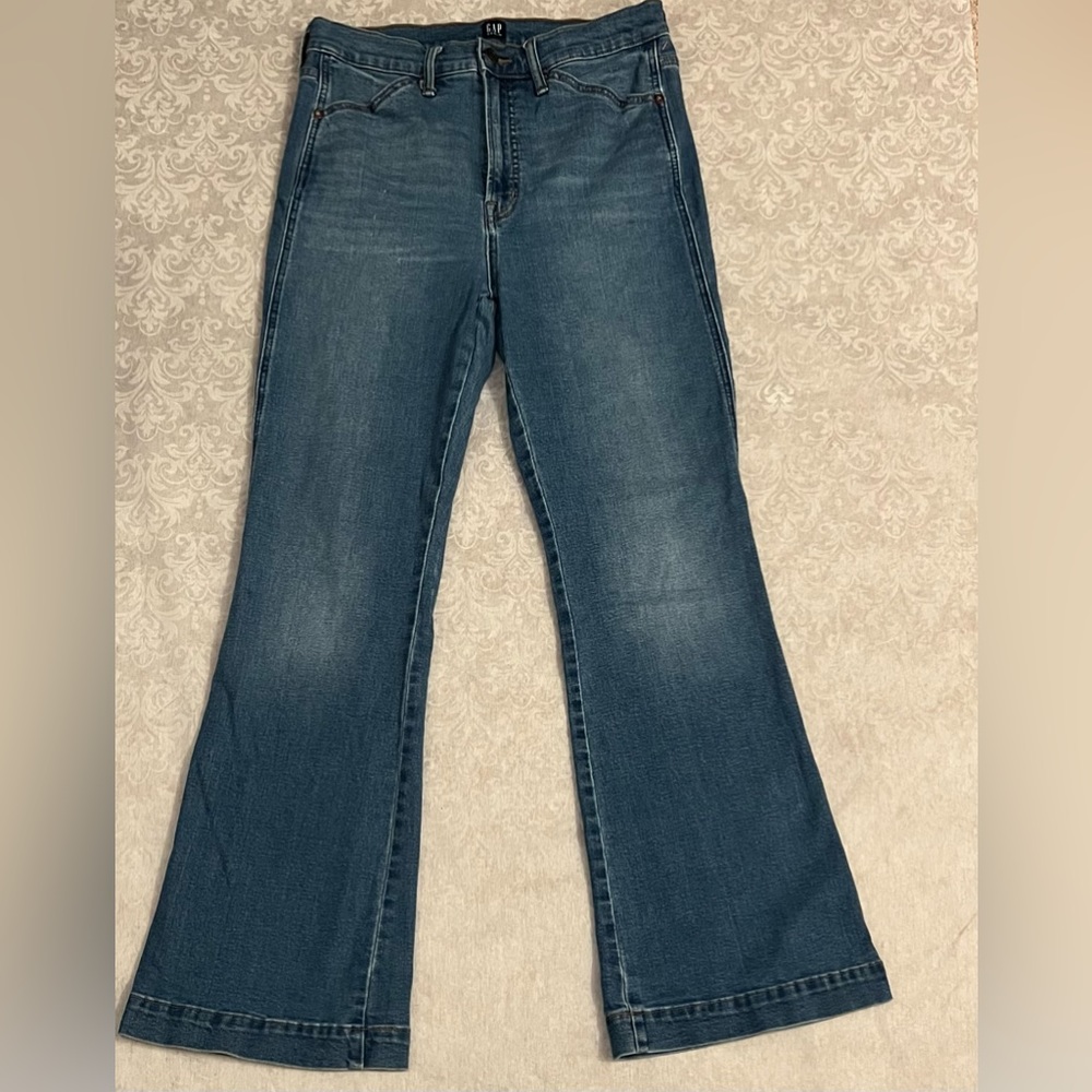 GAP Jeans Womens Size 12/31 Blue Medium Indigo FLARE Leg Wide Bottom Pants